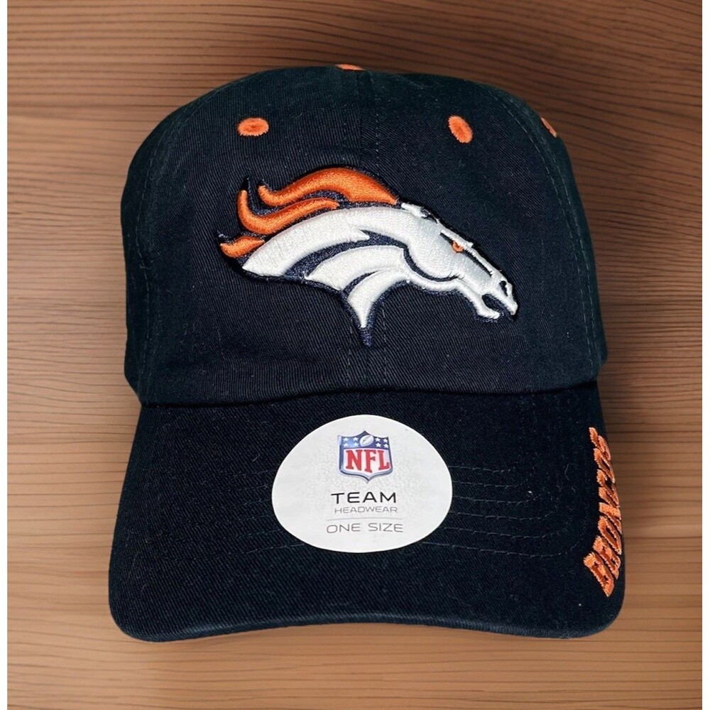 Denver Broncos Hat NFL Team Apparel Adjustable Strapback Navy Blue Mens New OSFM